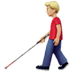 👨🏼‍🦯 man with white cane: medium-light skin tone display on Apple